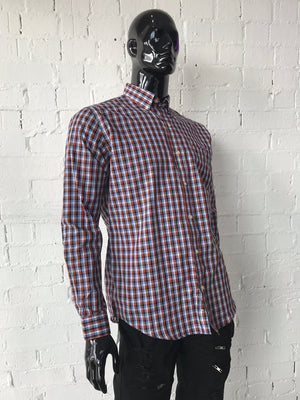 Van Heusen Mens Shirt Red Black Navy and White Check 