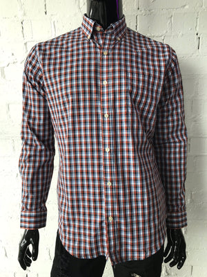 Van Heusen Mens Shirt Red Black Navy and White Check 