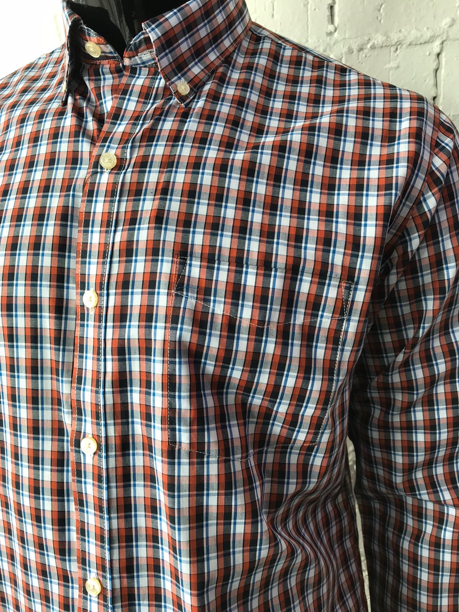 Van Heusen Mens Shirt Red Black Navy and White Check 