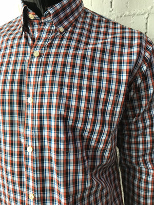 Van Heusen Mens Shirt Red Black Navy and White Check 
