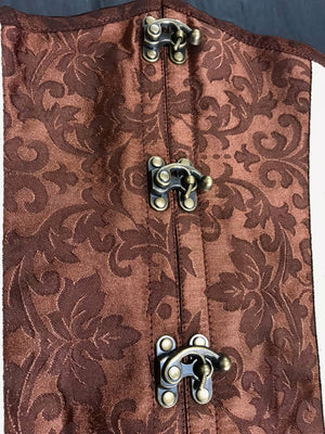 Womens Plus Size • Brocade Corset with Metal Steampunk Clasps 