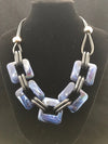 Square Chain Link Necklace • Blue and Black