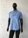 Van Heusen Mens Short Sleeve shirt • Light Blue with White Grid Pattern