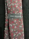 Mens Tie • Silver Grey with Red and White Floral By Van Heusen
