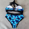 Bathers • Black with Blue Hibiscus Flowers Bikini Swimsuit