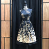 Womens Vintage Style Dress • Black with Gold Leaf Print