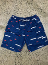 Mens Board Shorts • Navy with Abstract pattern