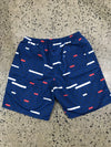 Mens Board Shorts • Navy with Abstract pattern