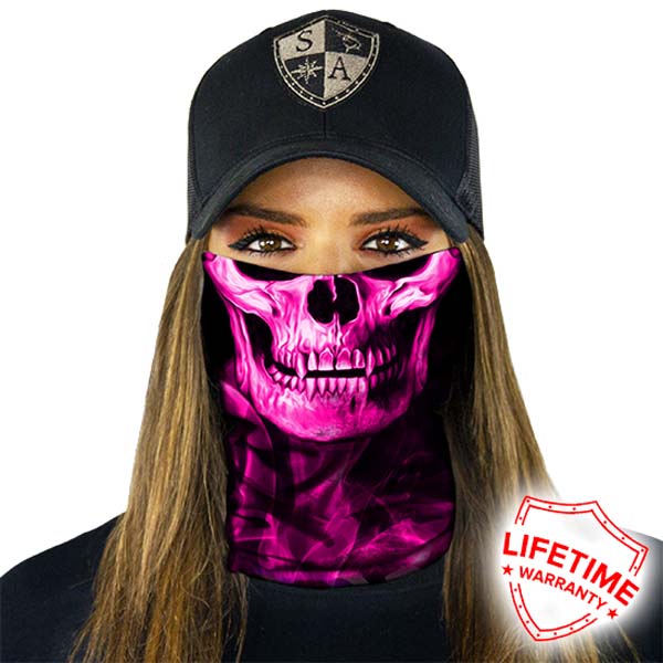 Face Shield Bandana• Skull Tech Pink Crow