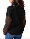 Womens Ribbed Roll Neck Jumper • Black and Brown