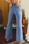 Womens Blue High Waist Flare Jeans