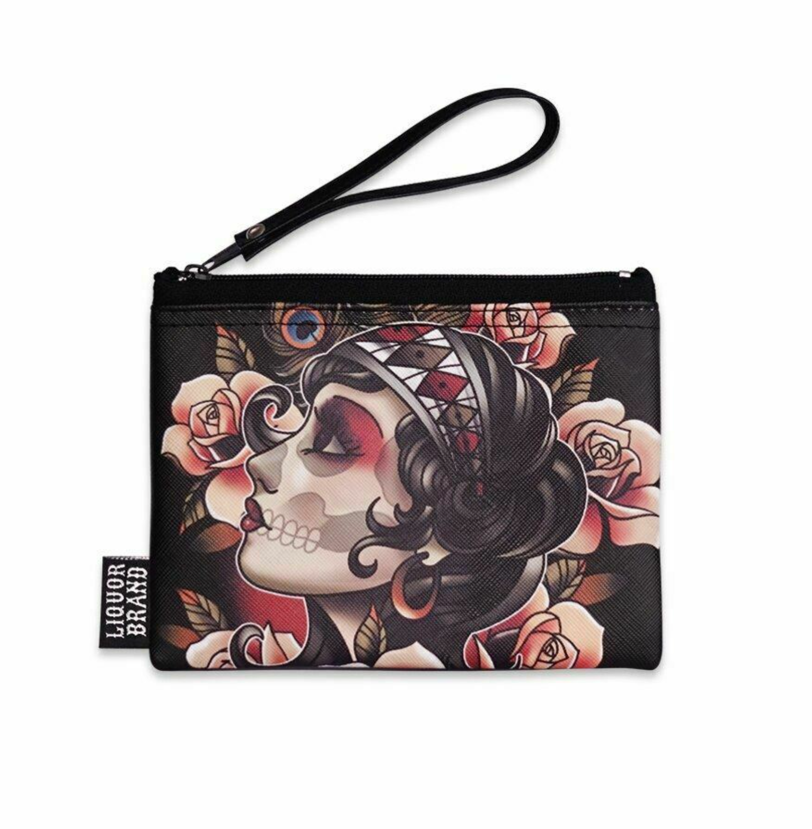 LIQUORBRAND GYPSY ROSE SUGAR SKULL LADY FLASH TATTOO ART BOWLING BAG PURSE  HANDBAG