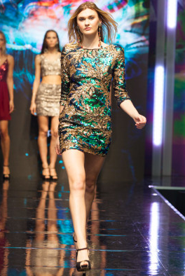 Sequin Leaf Bodycon Dress • Green