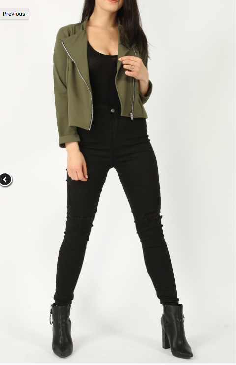 Crepe Biker Jacket • Khaki