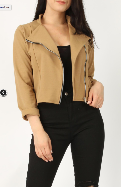 Crepe Biker Jacket • Camel