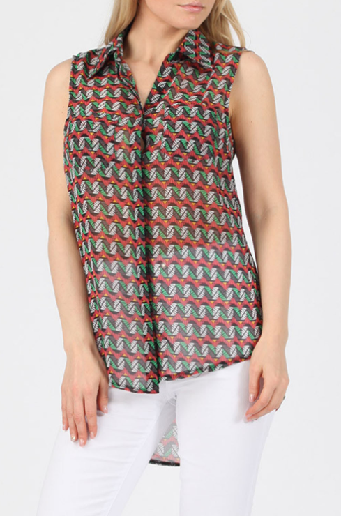 Womens Tribal Print Chiffon Shirt