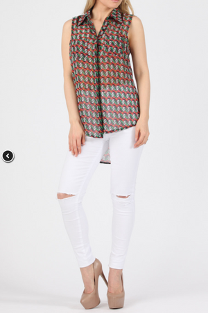 Womens Tribal Print Chiffon Shirt
