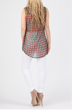 Womens Tribal Print Chiffon Shirt