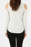 Womens Ivory Cold Shoulder Top