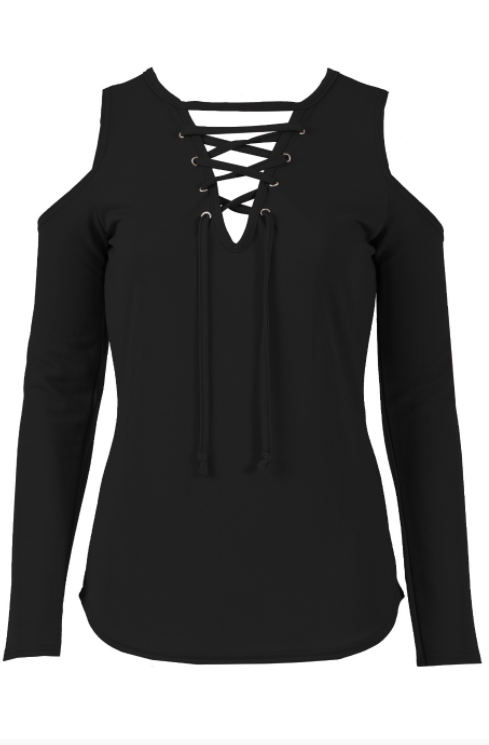 Womens Black Cold shoulder Top