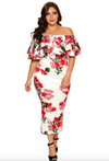 Plus Size • Floral Off Shoulder Ruffle dress