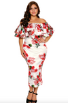 Plus Size • Floral Off Shoulder Ruffle dress