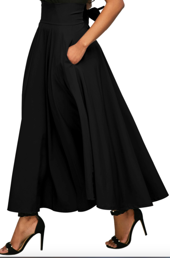 High Waisted Flared Skirt • Black