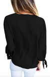 Womens Black Chiffon Blouse with Scarf