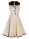 Womens Vintage Style Dress • Cream with Black Trim • Plus Size 