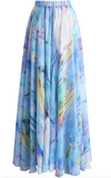 Chiffon Maxi Skirt • Ethereal Tulip Watercolour