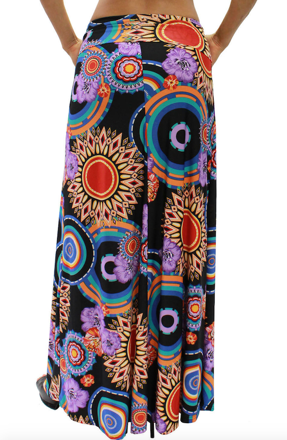 Flared Hem Maxi Skirt • Vibrant Coloured Boho Print