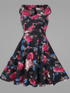 Womens Vintage Style Dress • Red Blue Rose • Plus Size