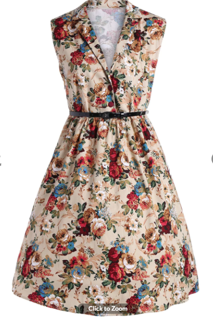 Womens Vintage Style Dress • Floral Midi • Plus Size