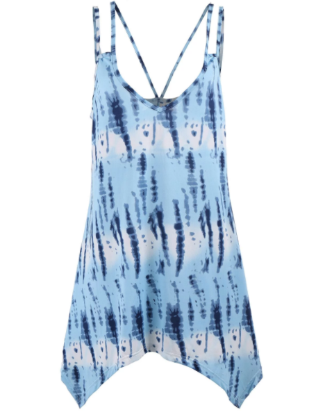 Womens Blue Tie Dye Tunic Top