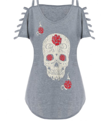 Womens Plus Size Sugar Skull T Shirt