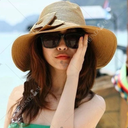 Sun Hat • Woven Brimed Hat with Bow