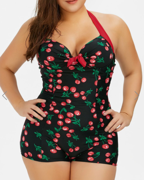 Womens Swimsuit Plus Size One Piece Cherry