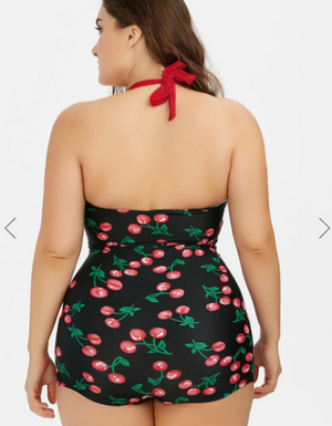 Womens Swimsuit Plus Size One Piece Cherry
