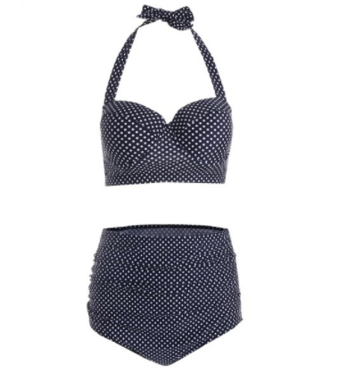 Bathers Plus Size High Waisted Polka Dot Bikini Swimsuit