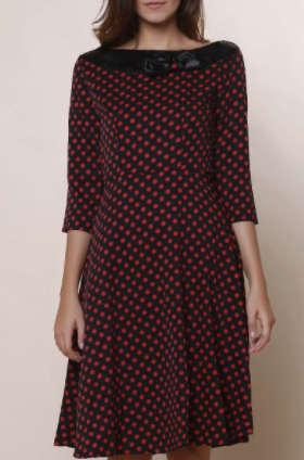 Womens Vintage Style Dress • Black Polka Dot 