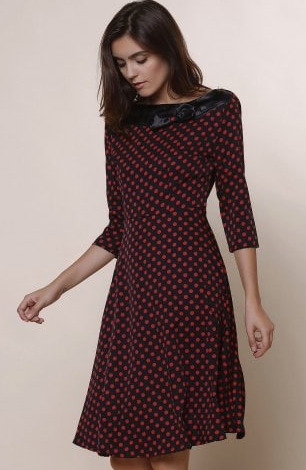 Womens Vintage Style Dress • Black Polka Dot 