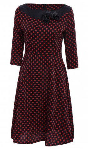 Womens Vintage Style Dress • Black Polka Dot 