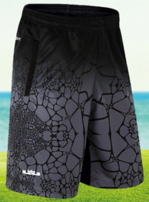 Mens Board Shorts • Black and Grey Pebble print