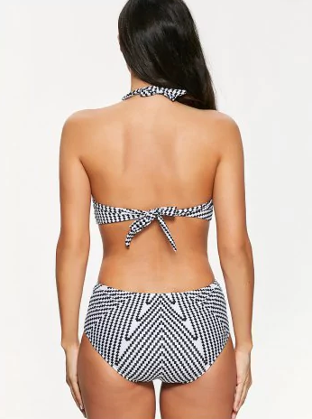 Bathers • One Piece Halterneck Swimsuit with Zig Zag Print