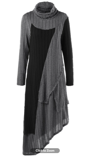 Womens Long Sleeve Asymmetric Maxi Dress