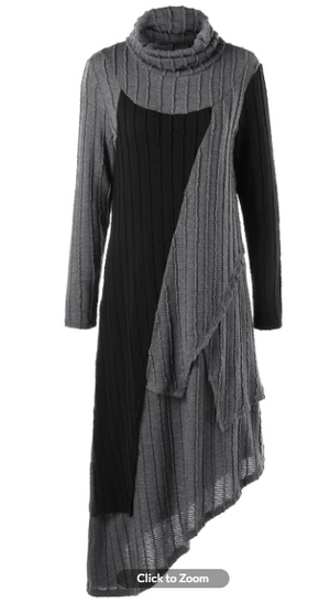 Womens Long Sleeve Asymmetric Maxi Dress