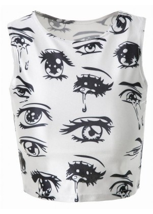 Womens Crop Top • Anime Eyes Print