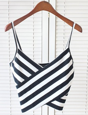 Womens Striped Crop Top
