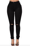 Womens Ripped Knee Black Jeans
