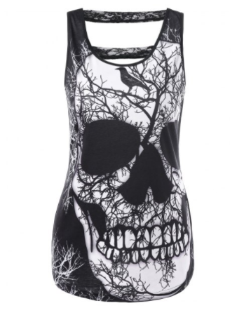 Womens Tank Top • Skull and Tree Print